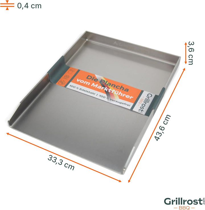 Edelstahl Grillplatte - Plancha 43,5 x 33cm - für Broil King Baron 43.5x33cm - Broil King Baron, 43.