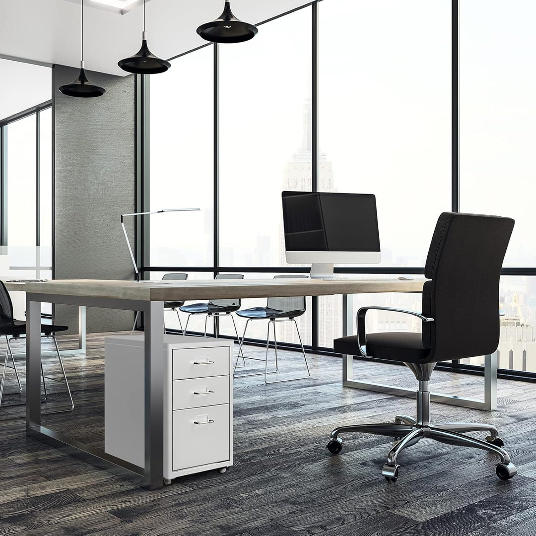 HollyHOME Mobiler Aktenschrank mit 3 Schubladen, rollbarer Aktenordner unter dem Schreibtisch, Aufbe