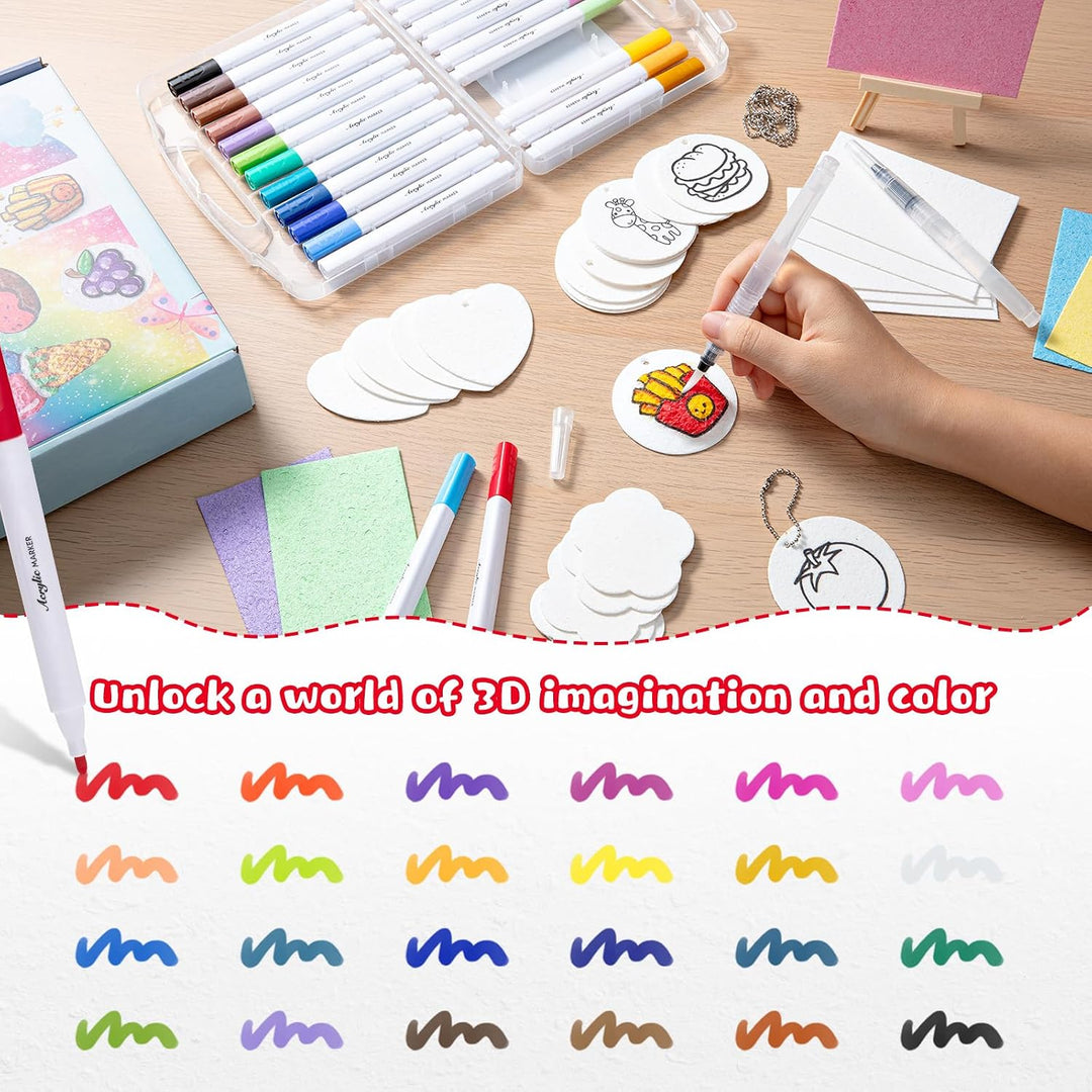 EXTSUD Magisches Puffy Paint, 68 Stücke 3D Schaum Textur Malset für Kinder Malset mit 30 Schaumstoff