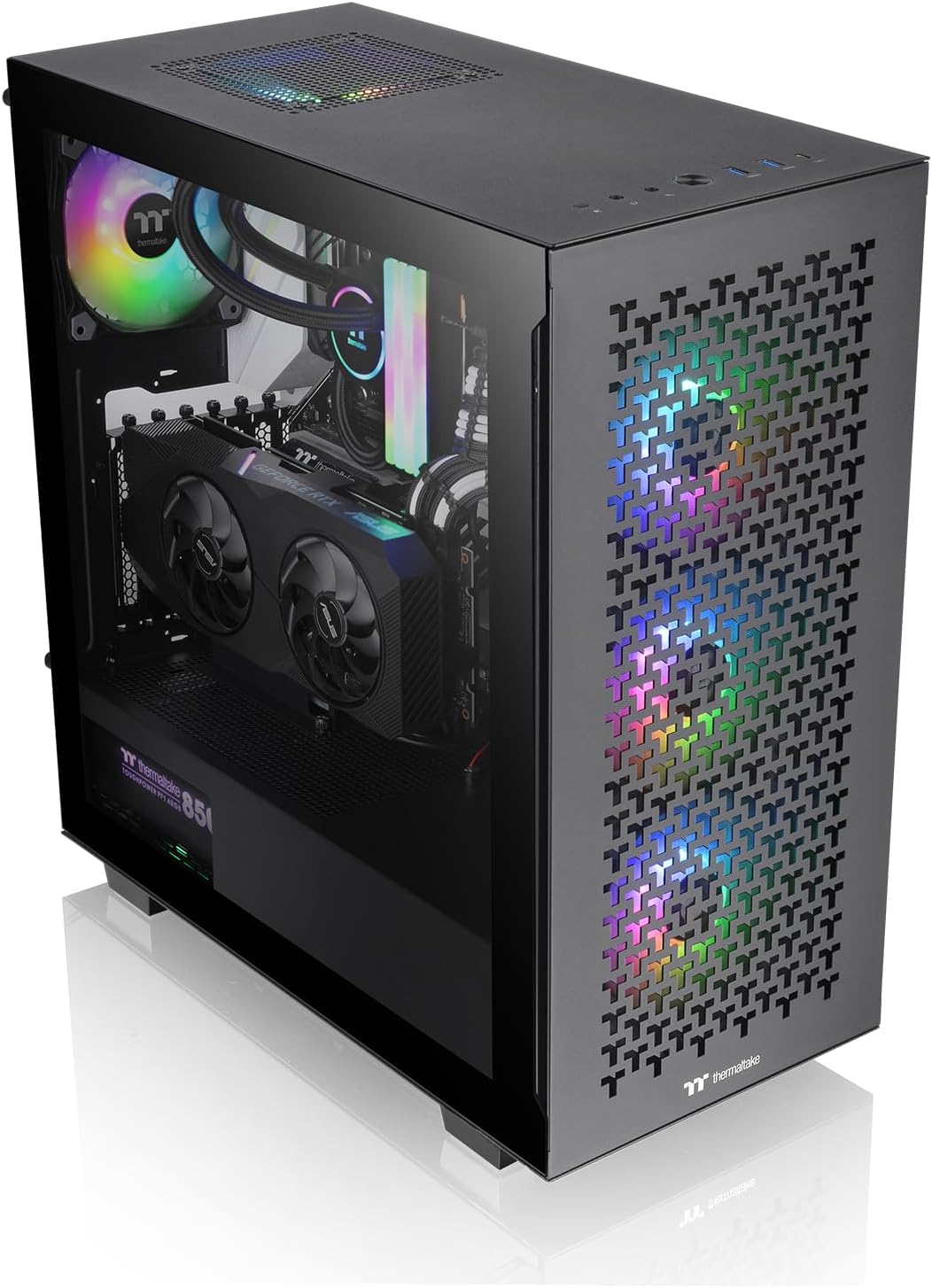 Thermaltake V350 TG ARGB Air Black | PC-Chassis | Mid-Tower-ATX-Gehäuse | 4mm gehärtetes Glas | 4X L