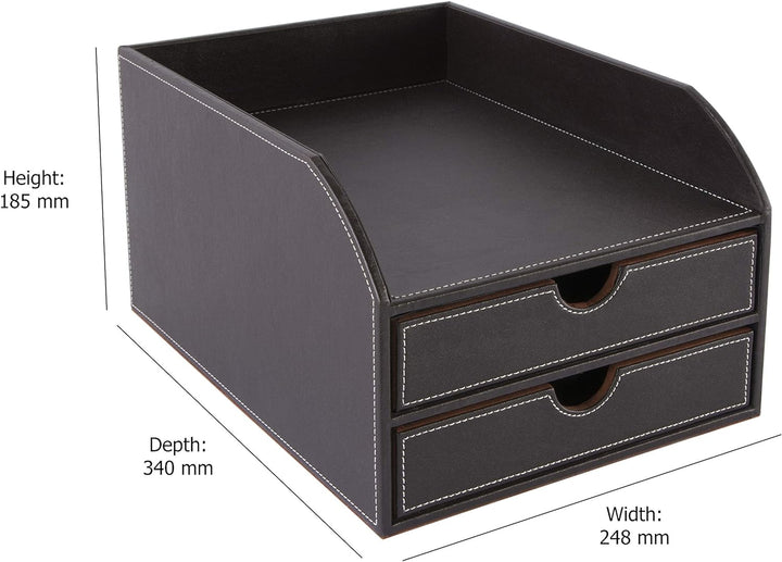 Osco Faux Leather 2 Tier Sorter with Letter Tray - Brown Single, Single