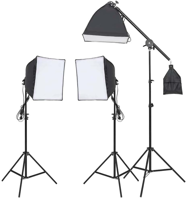 Fotostudio-Set mit LED-Dauerlicht Beleuchtung, 3 Softboxen, 3 Aluminium-Stative, Hintergrundsystem m