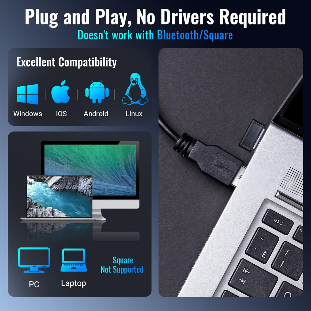Tera Kabelloser Barcodescanner Handheld 1D Laser Wireless und USB Wired mit Akkustandsanzeige, Extra