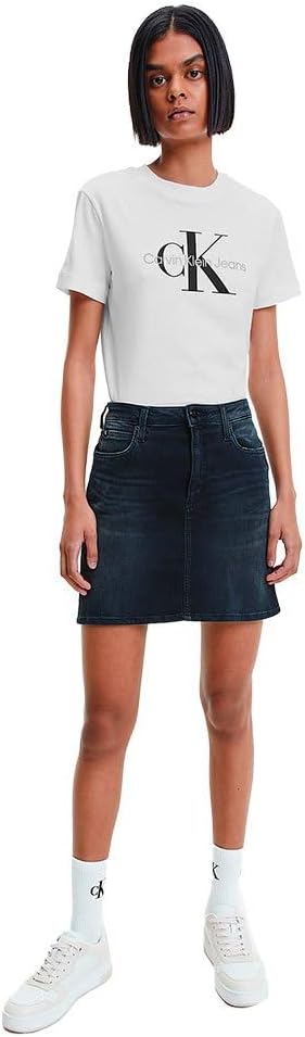 Calvin Klein Damen T-Shirt Kurzarm Core Monologo Rundhalsausschnitt XXL Weiss (Bright White), XXL We