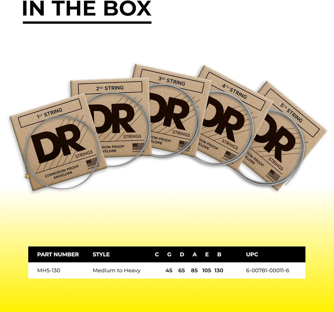 DR STRINGS MH5130 Bass-Saiten Edelstahl, Edelstahl