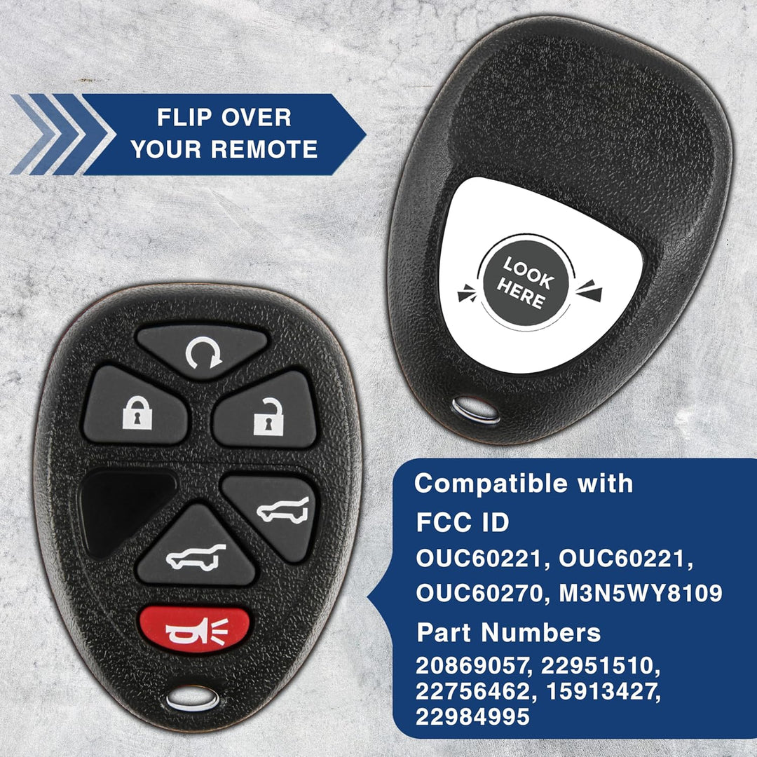 KeylessOption Keyless Entry Remote Control Car Key Fob Replacement for OUC60221, 15913427 (Pack of 2