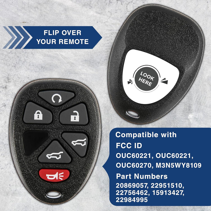 KeylessOption Keyless Entry Remote Control Car Key Fob Replacement for OUC60221, 15913427 (Pack of 2