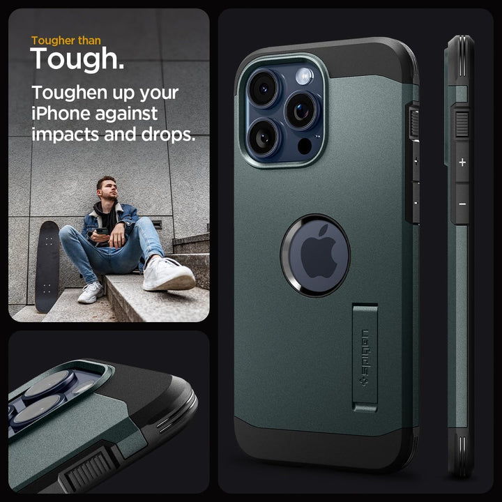 Spigen Hülle für iPhone 15 Pro Max Tough Armor MagFit Kompatibel mit MagSafe -Abyss Green, Abyss Gre