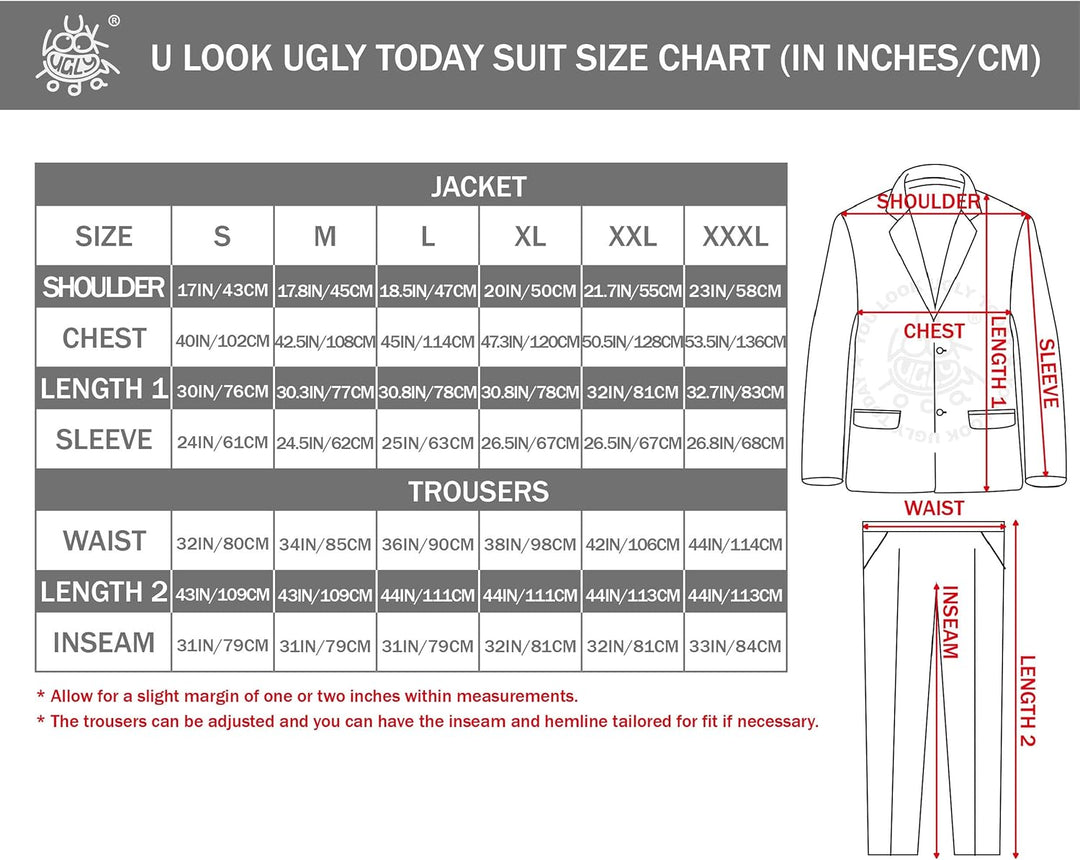 U LOOK UGLY TODAY Herren Lustige Weihnachtsanzüge für Weihnachten Party Kostüm Festliche Anzug aus S
