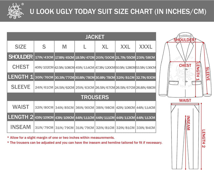 U LOOK UGLY TODAY Herren Lustige Weihnachtsanzüge für Weihnachten Party Kostüm Festliche Anzug aus S
