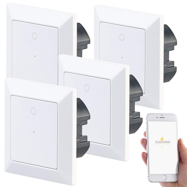 Luminea Home Control Lichtschalter mit WLAN: 4er-Set WLAN-Lichttaster, App, komp. zu Siri, Alexa, Go