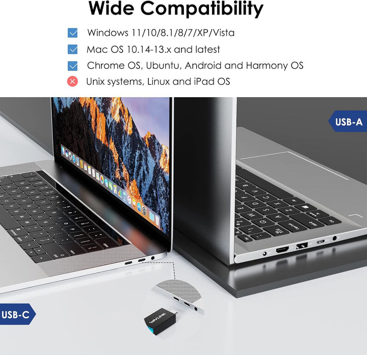 WAVLINK USB 3.0 / USB C Universelle Laptop-Dockingstation, Dual-HDMI-Monitor für Windows und Mac, (D