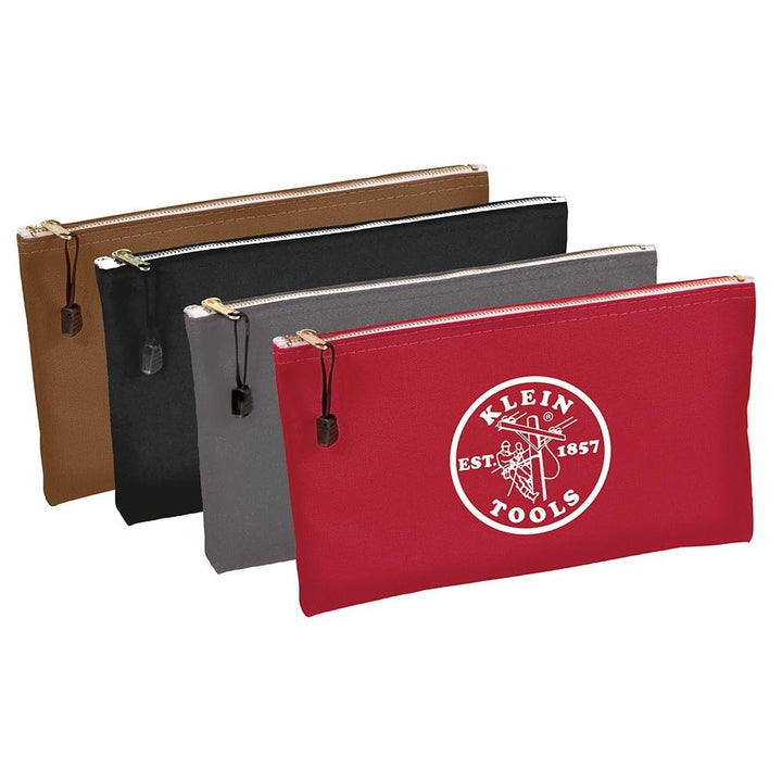 Klein Tools 5140 Leinwand Reissverschluss Taschen, 5141 Red, Gray, Black, Brown 4-Pack, Red, Gray, B
