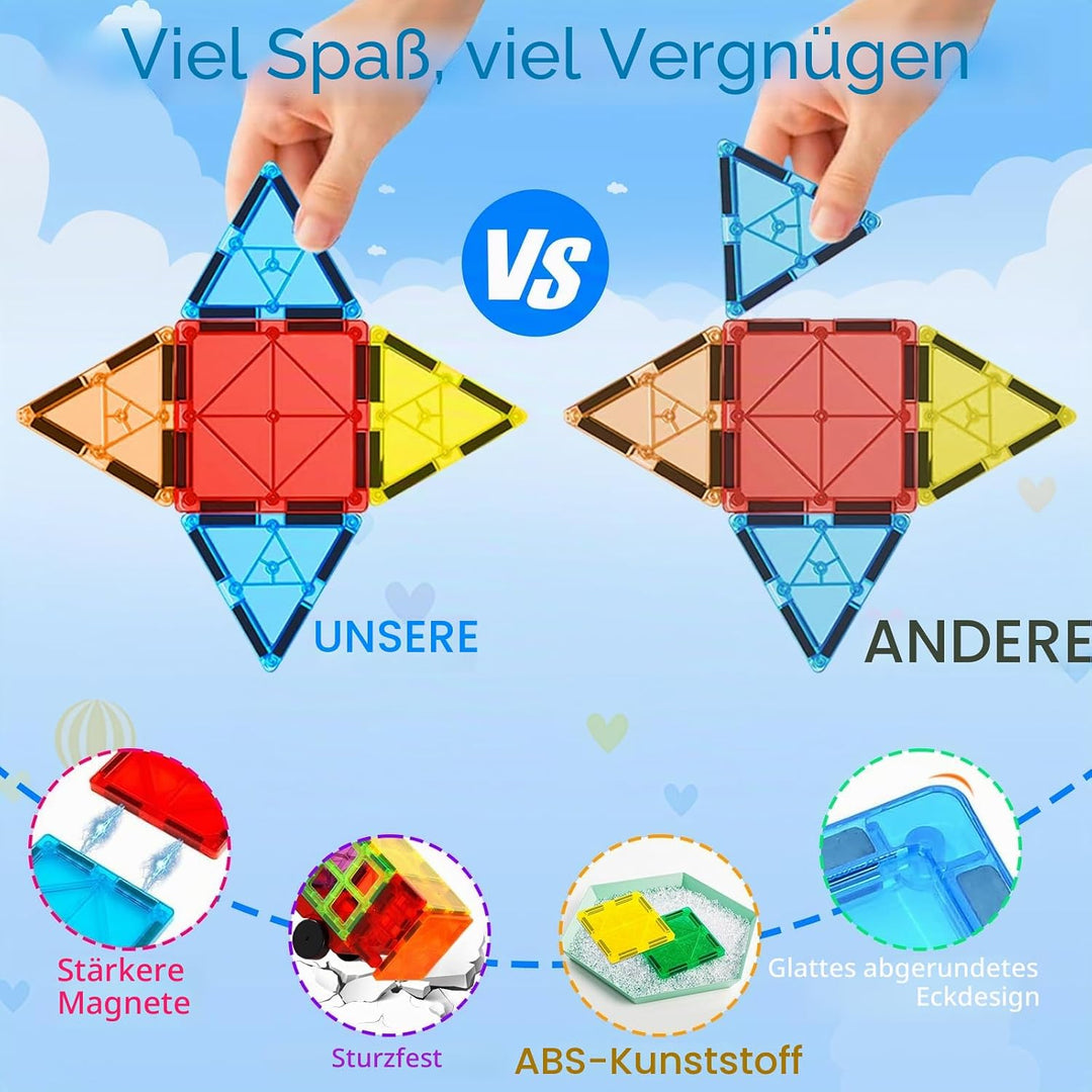 136Pcs Magnetische Bausteine Spielzeug, Magnetisches Bauspielzeug, Puzzle Baustein Spielzeug, Magnet