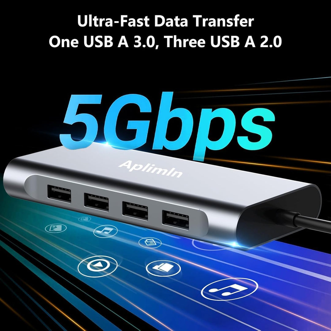 11 IN 1 HUB USB C Multiport Adapter, Ethernet LAN Netzwerkadapter mit 4K-HDMI VGA Adapter, USB 3.0&2