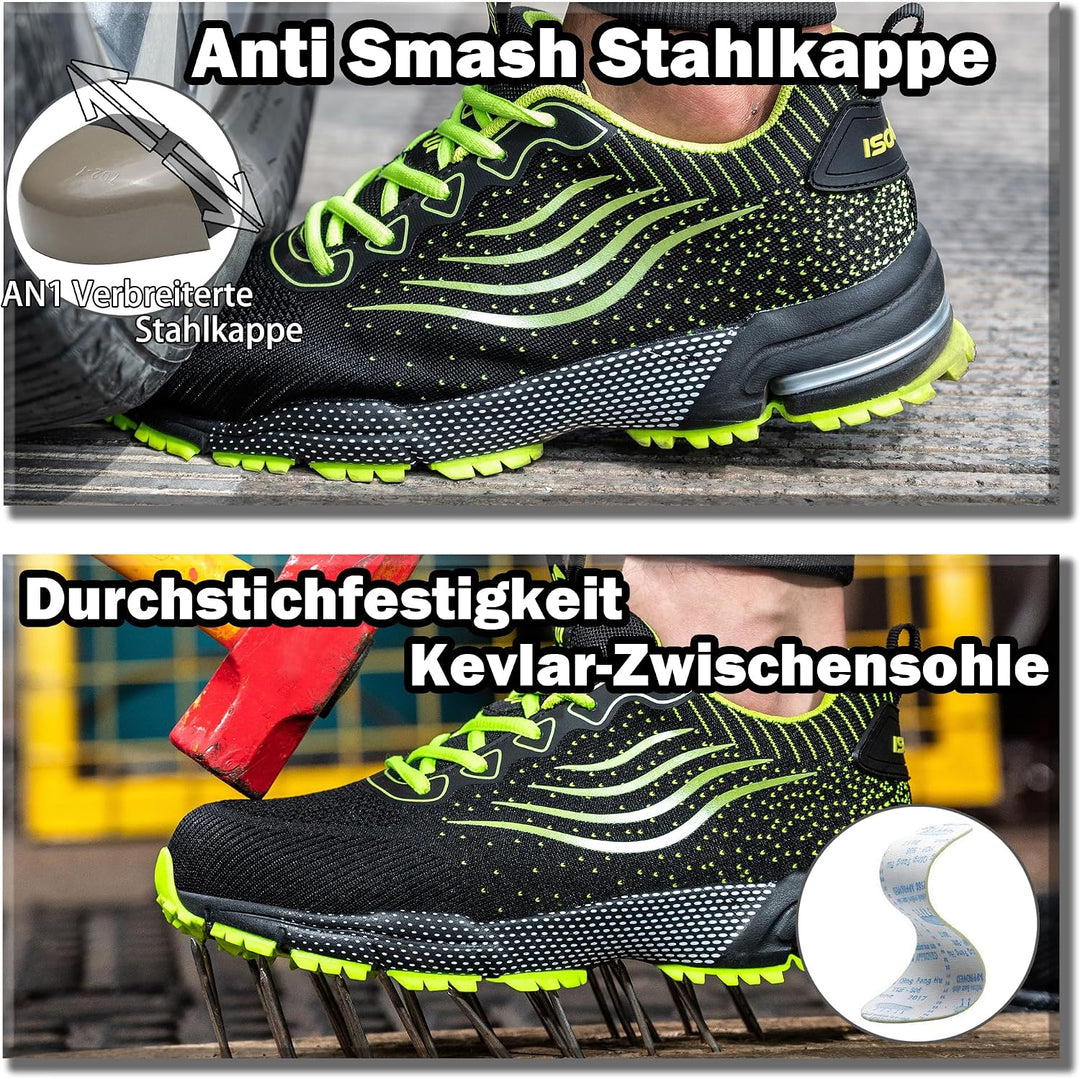 ISOOUS Sicherheitsschuhe Herren Damen Arbeitsschuhe Leicht Atmungsaktiv rutschfest Stahlkappe Schutz