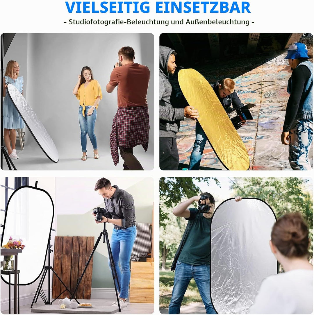 Neewer® 5-in-1-Ovale 100x150cm Faltbare Professionelle Multi-ScheibenLicht-Reflektor mit Durchlässig