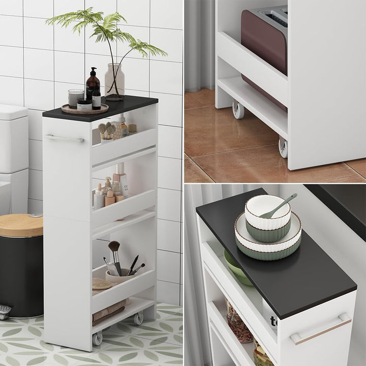 Vicco Rollregal Rivo, Weiss/Anthrazit, 20 x 84.4 cm Weiss/Anthrazit 20 cm, Weiß/Anthrazit 20 cm