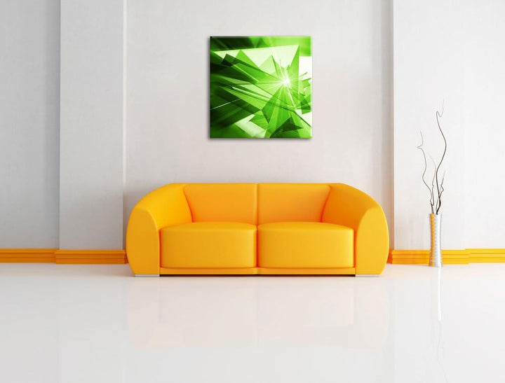 Abstrakt grünes Eis, Format: 70x70 auf Leinwand, XXL riesige Bilder fertig gerahmt mit Keilrahmen, K