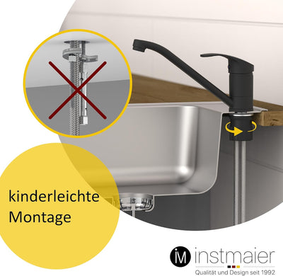 instmaier K1 Küchenaramtur | Schwarz matt | Wasserhahn Küche | Mischbatterie für die Küche | Armatur