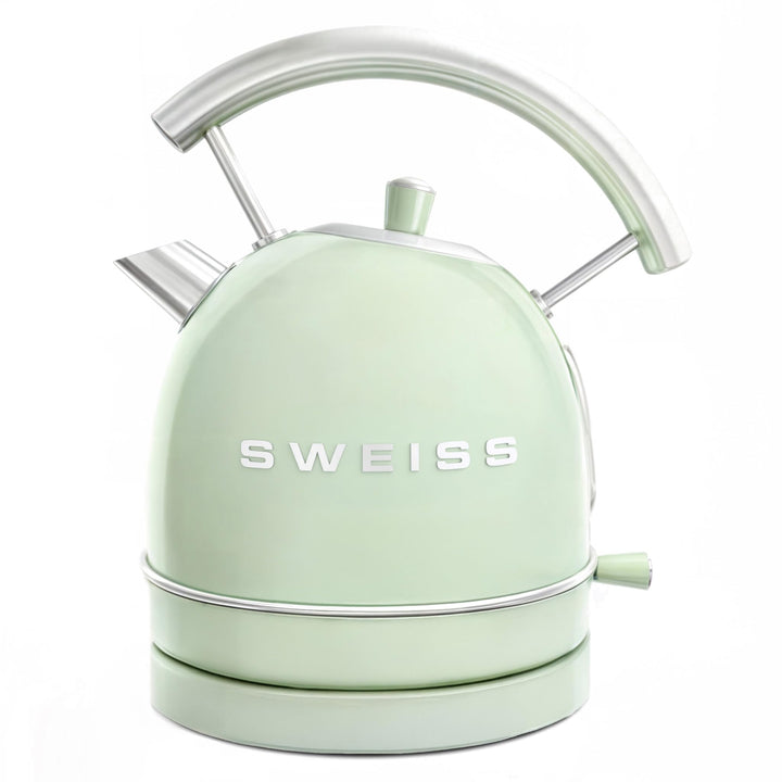 SWEISS Vintage Wasserkocher KTL7 1,8L, Praktische kompakte Edelstahl 2200W, Schnelles Kochen, Sichtb