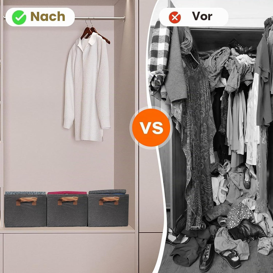 Aufbewahrungskörbe, zusammenklappbare Aufbewahrungsbox, 4 Stück, Stoff-Kleiderschrank-Organizer mit