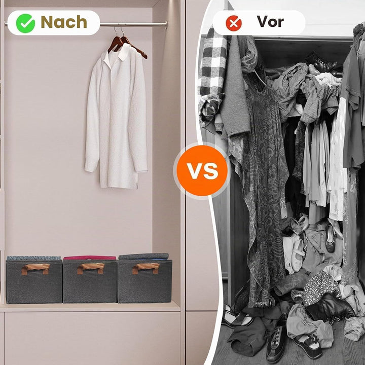Aufbewahrungskörbe, zusammenklappbare Aufbewahrungsbox, 4 Stück, Stoff-Kleiderschrank-Organizer mit