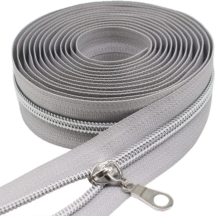 9 m silberfarben endlos Reissverschluss Meterware Reissverschluss Nylon 6mm-Spirale + 25 Nonlock-Zip
