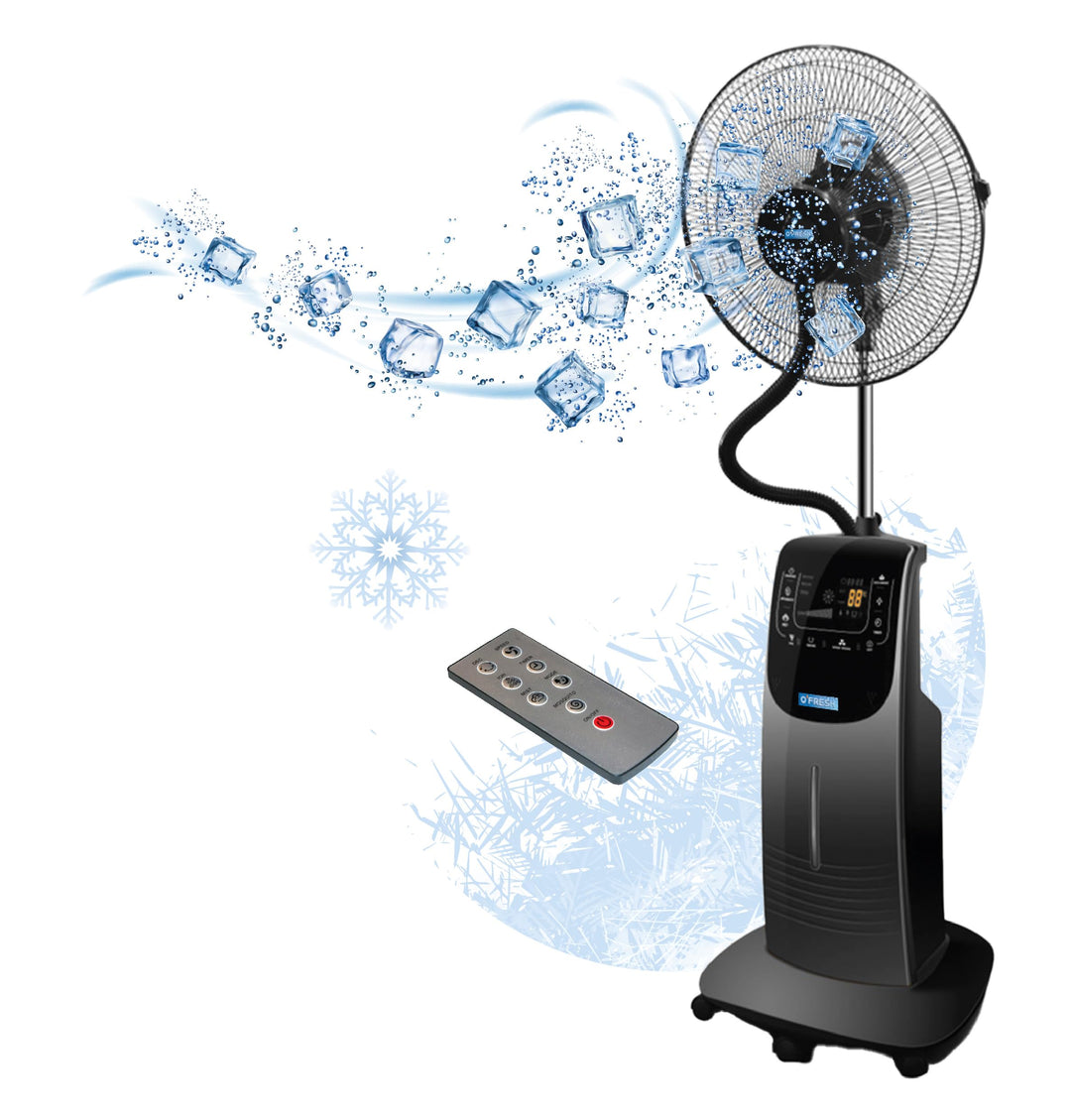 O'FRESH Sprühnebel Ventilator 135cm - Standventilator mit Sprühnebelfuntion - Fernbedienung - Anti-M