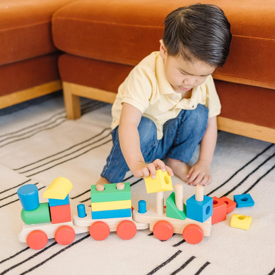 Melissa & Doug 10572 Zugspielset zum Stapeln, mehrfarbig, Zugspielset zum Stapeln
