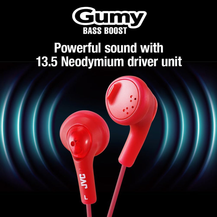 JVC HAF160R Gumy Ear Bud Headphone Red rot, rot
