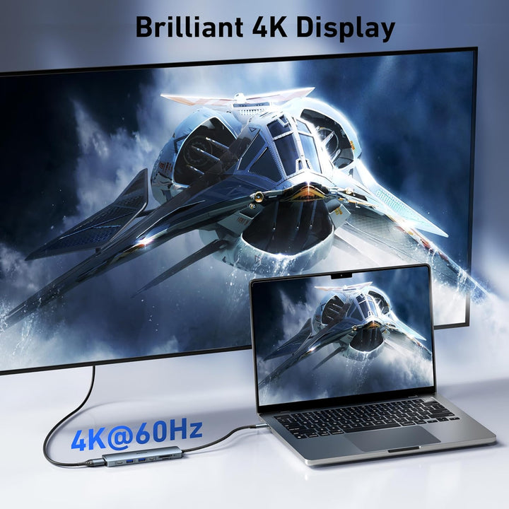 BENFEI 7-in-1 USB C Hub mit HDMI 4K@60Hz, 2 USB-A, 1 USB-C Daten, 100W Aufladung, SD/TF Kartenleser