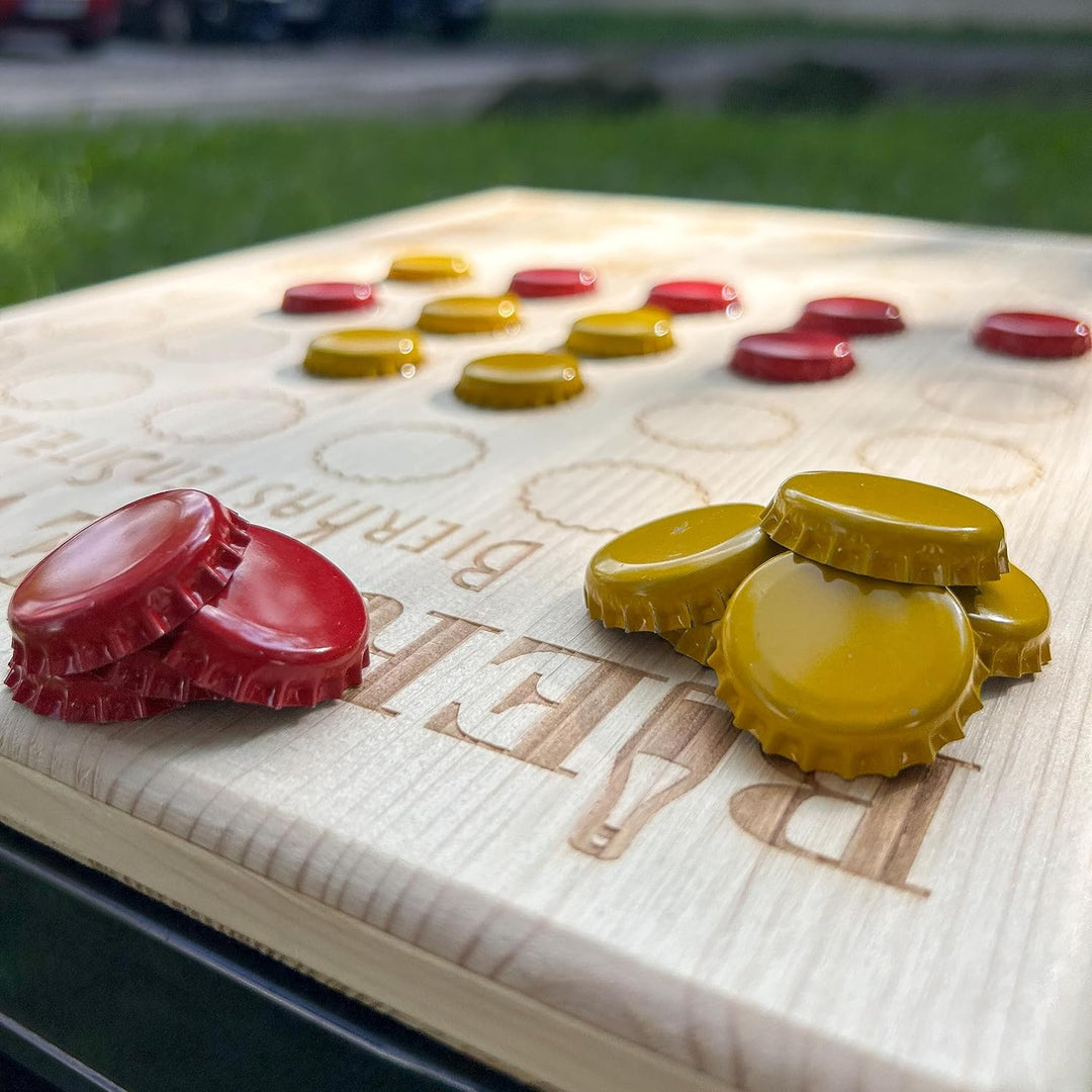 Bierkastensitz, Outdoor Hocker, Sitzauflage aus Holz für Getränkekisten - Partyspiel - Bier Gewinnt