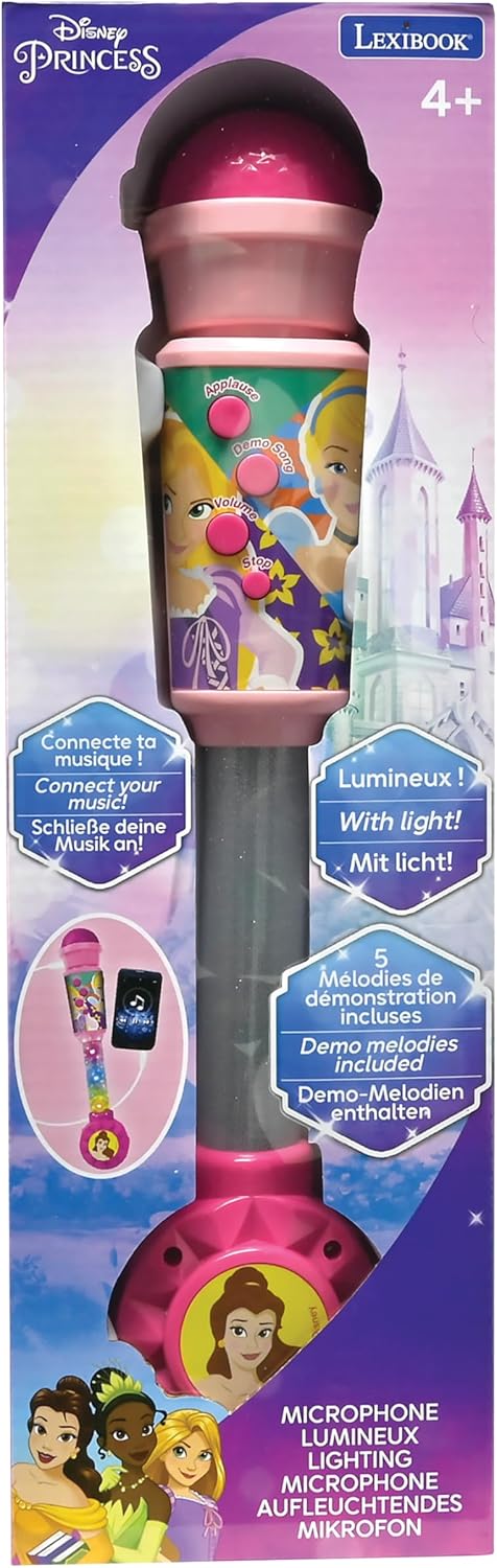 Lexibook, Disney Prinzessin, Leuchtendes Mikrofon für Kinder, Musikalisches Spielzeug, Eingebauter L