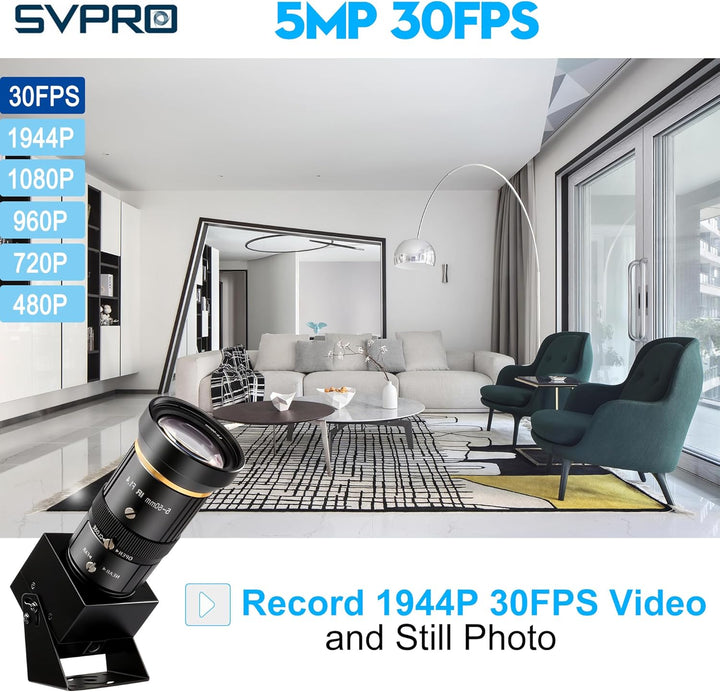 SVPRO 5MP 30FPS USB-Kamera mit 5-50 mm Teleobjektiv, 10-fach optischem Zoom manuellem Fokus Webcam,