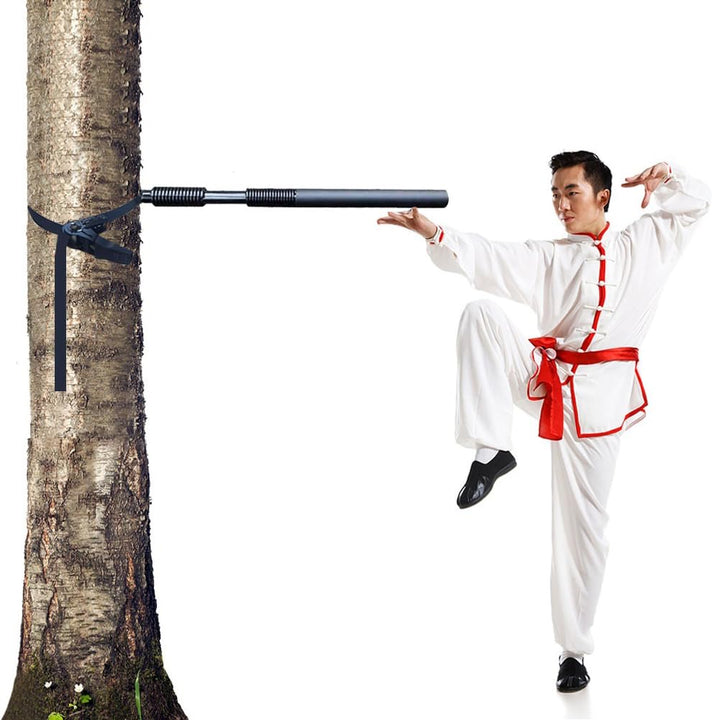 Wing Chun Attrappe für Kampfsport, Tragbarer Wing Chun Dummy, Training Wooden Attrappe mit Federarm,