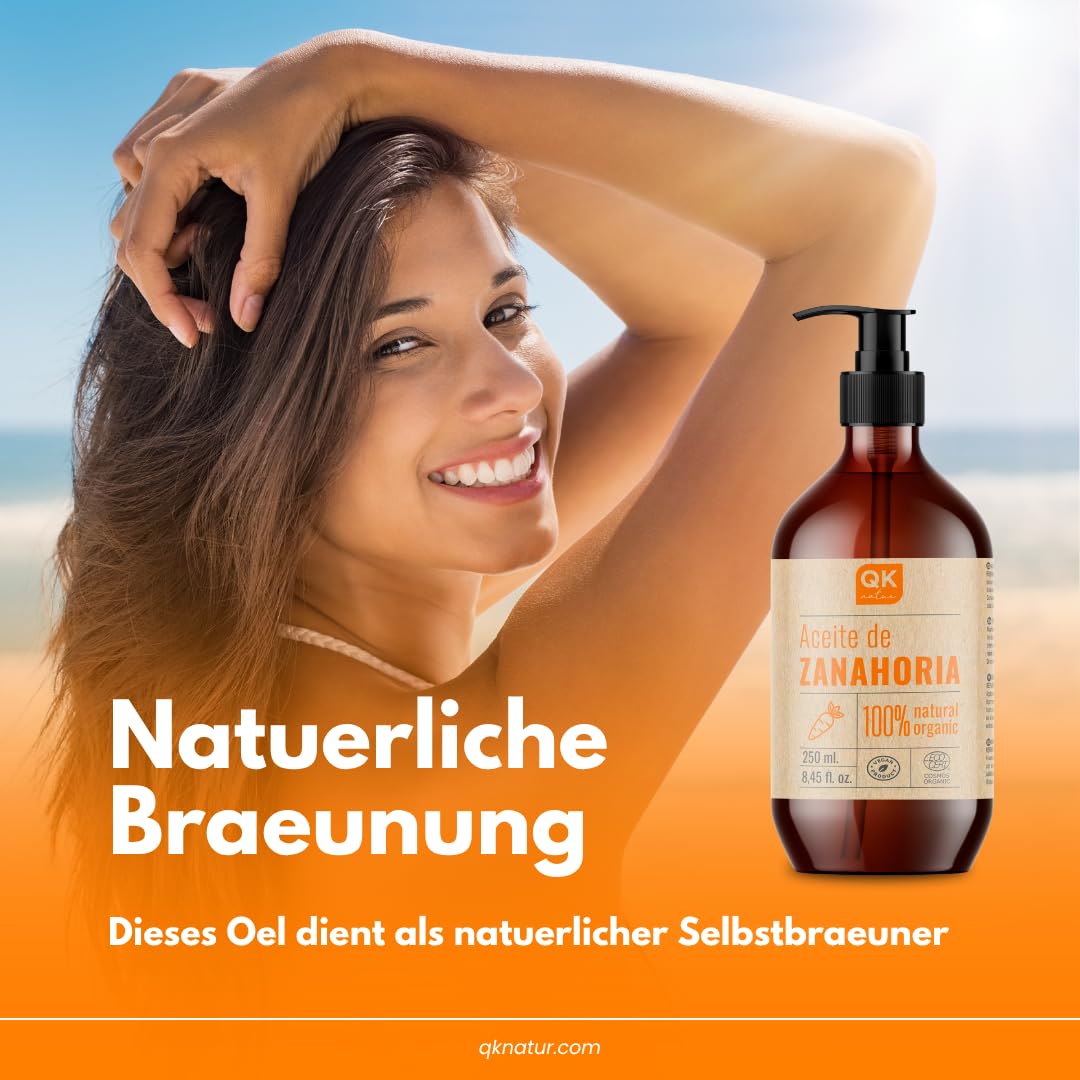Qknatur – KAROTTENÖL 250 ml – 100% rein und natürlich – natürlicher Sonnenbräuner – spendet Feuchtig
