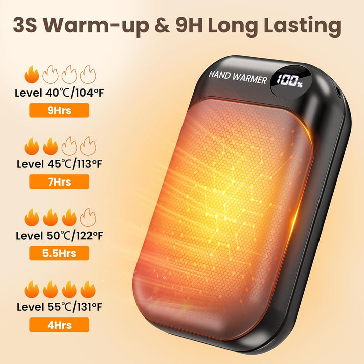 Handwärmer, 2-in-1 Magnetische Handwärmer Elektrisch, 6000mAh Tragbarer Taschenwärmer mit LED-Anzeig