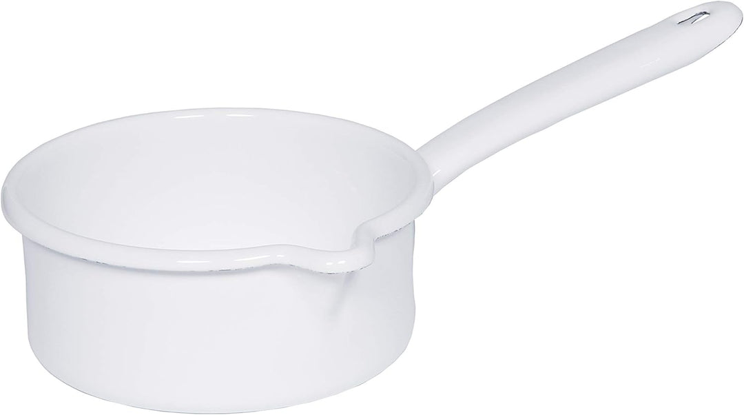 Riess, 0547-033, Kochtopf-Set, 5-teilig, Weiss, 1l+2l+2,5l+4,5l Töpfe+ 0,75l Stielkasserolle, Topfse