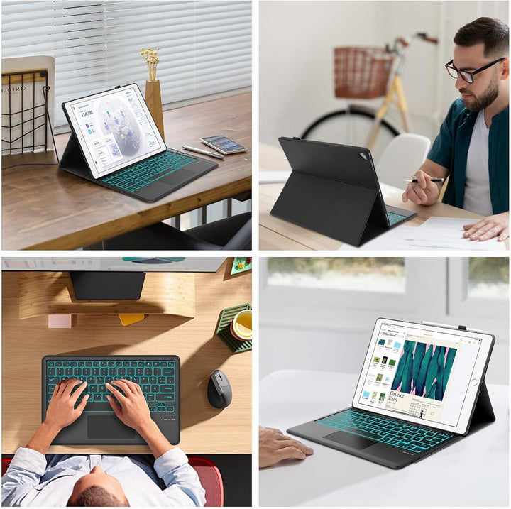FOGARI Tastatur Hülle für iPad Pro 12.9 1./2. Generation, Tastatur für iPad Pro 12.9 2017/2015, Trac