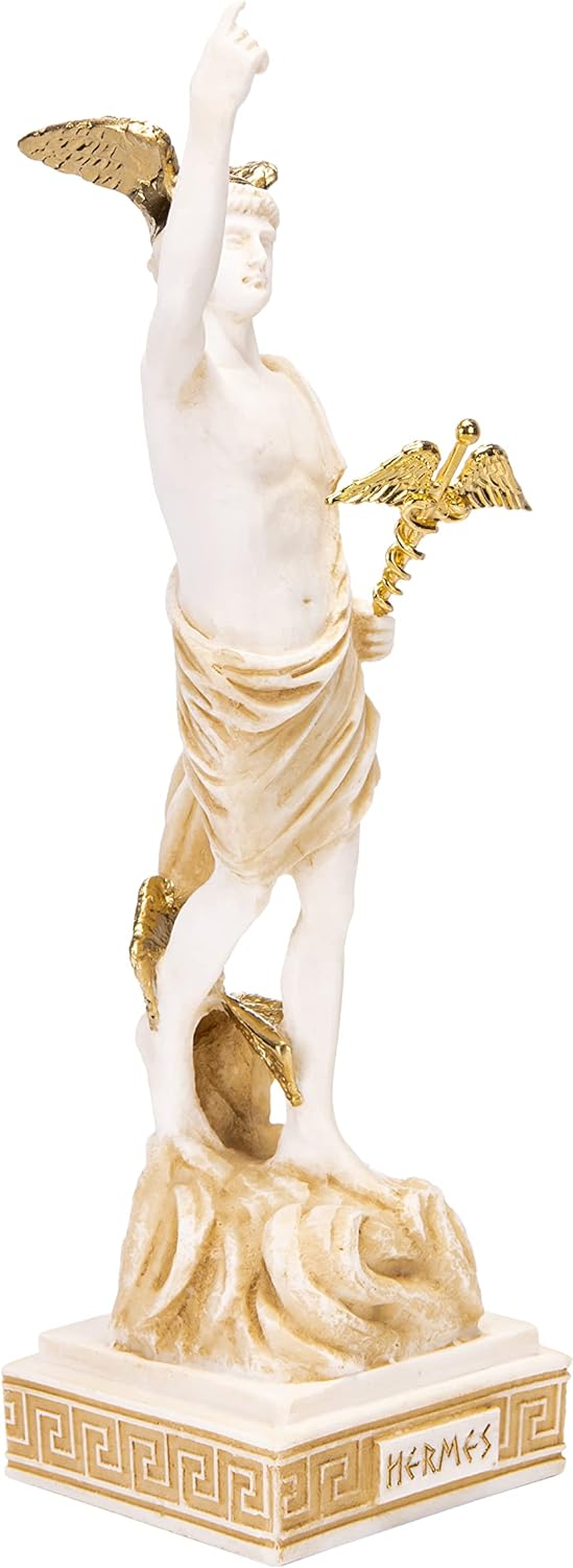Hermes Mercury God Zeus Sohn römische Statue Alabaster Museum Kopie Art 26 cm
