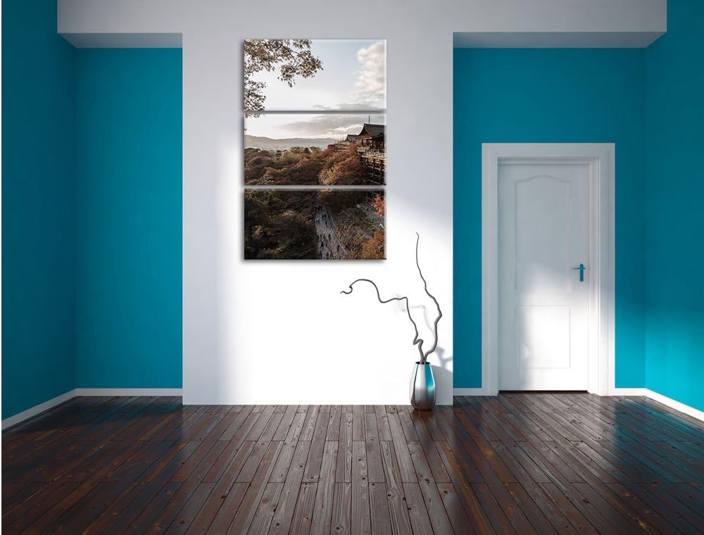 Pixxprint rieisger Kiyomizu-dera Tempel in Kyoto als Leinwandbild/Grösse: 3 Teilig (120x80) cm/Wandb