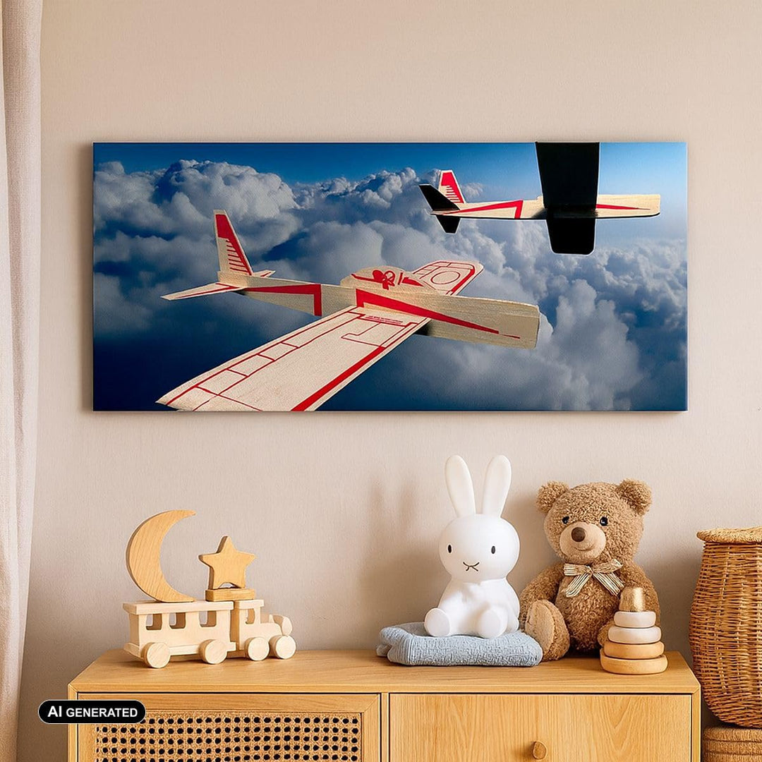 Wandbilder Dekoration Wohnzimmer Segelflugzeuge fliegen hoch Modell Bilder auf Leinwand 120x50cm Lei