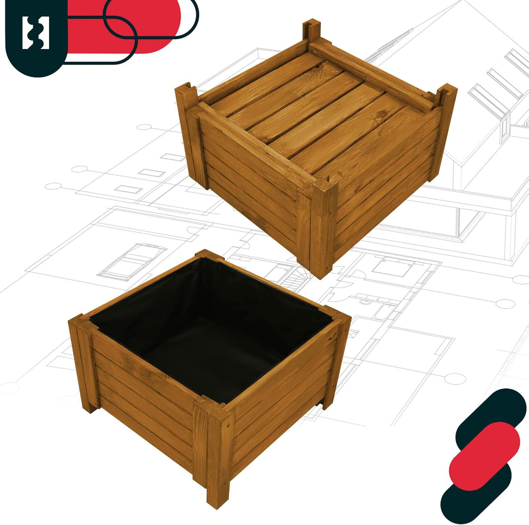 KOTARBAU® Blumenkasten - 50 x 50 x 30 cm - Pflanzkasten mit Vlies - Pflanzkübel gross aussen - Balko