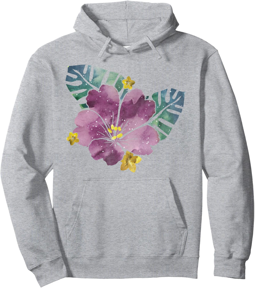Trendy Watercolor Flower Pullover Hoodie