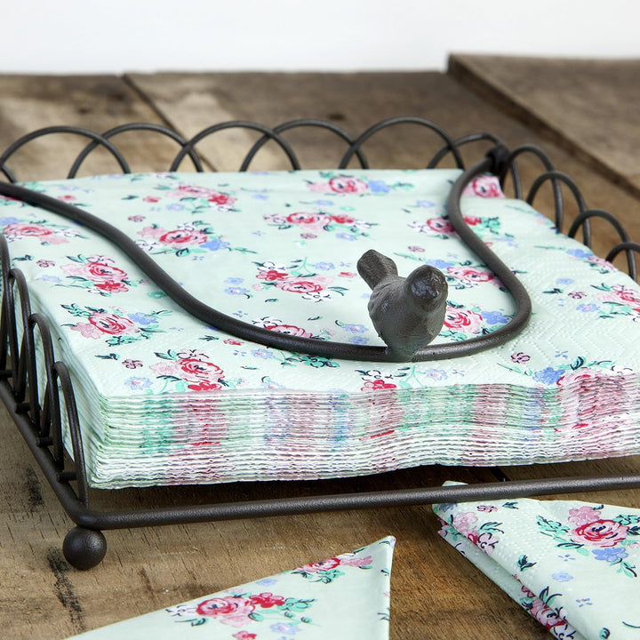Home33 Accessories „Jasper“ Vogel Design Serviettenhalter schwarz aus Metall- Klein und Gross