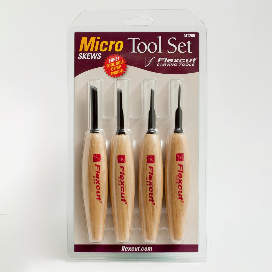 FLEXCUT Unisex – Erwachsene, Schnitzmesser, Skew Micro Tool Set, Hobbimesser, Carving, Messer für Ba