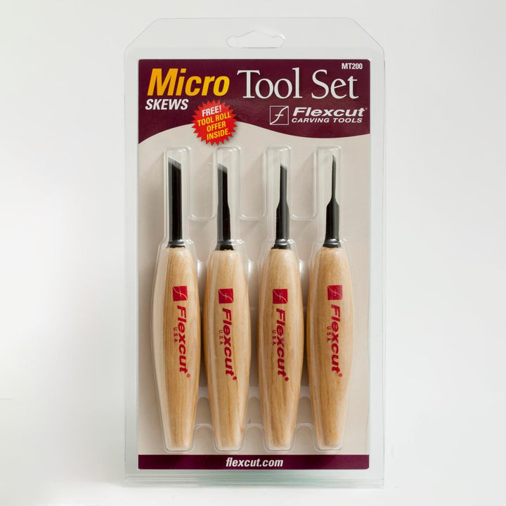 FLEXCUT Unisex – Erwachsene, Schnitzmesser, Skew Micro Tool Set, Hobbimesser, Carving, Messer für Ba