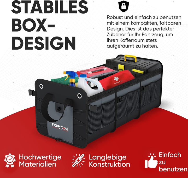 Fortem Kofferraum Organizer, Kofferraumtasche, Zusammenklappbarer Auto Organizer Kofferraum mit Fäch