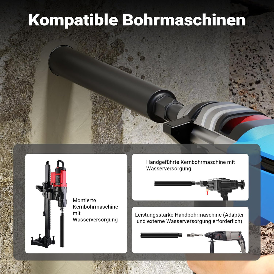 Wiltec Diamantbohrkrone Typ 2 (Mesh) Ø 67 mm, Bohrkrone 450 mm, 1¼ UNC Nassbohrkrone, Diamantbohrer
